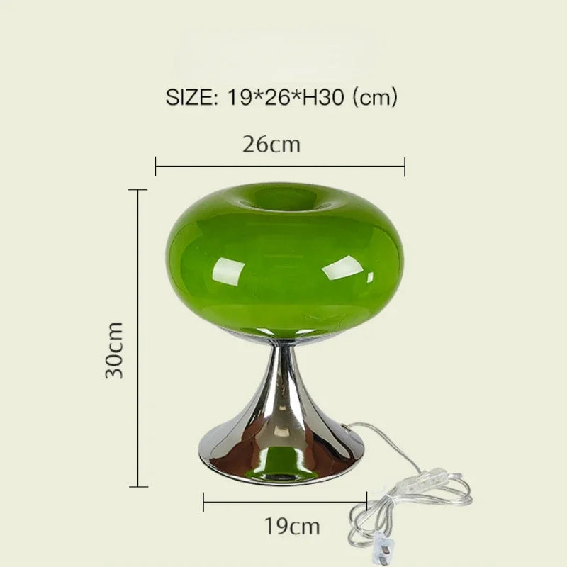 Bauhaus Cream Wind Table Lamp Modern LED Green Apple Table Lamp for Living Room Vintage Glass Atmosphere Table Light
